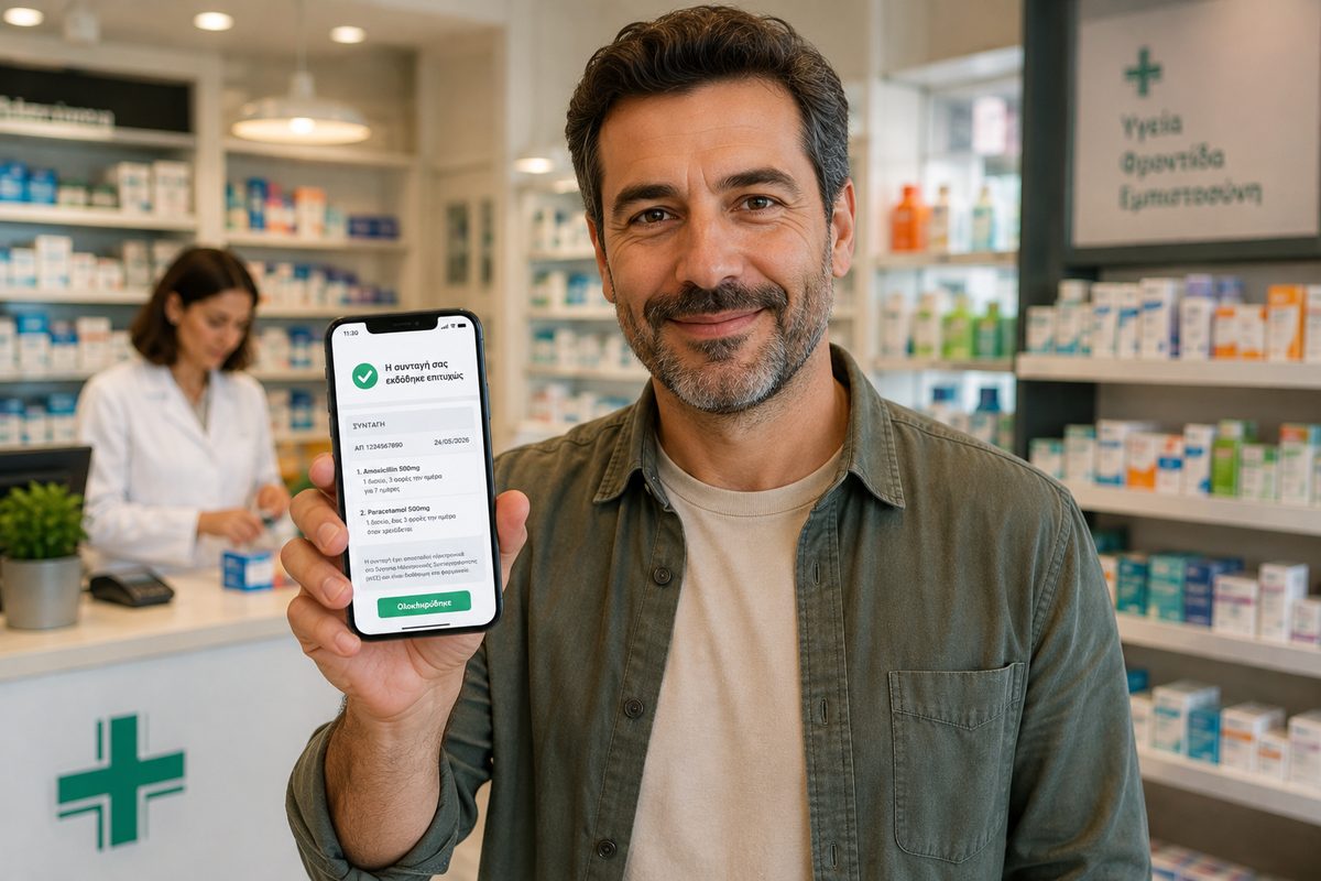 Online συνταγογράφηση — βιντεοσυνεδρία με γιατρό μέσω DocNow Online συνταγογράφηση: ασθενής σε βιντεοσυνεδρία με γιατρό από το κινητό